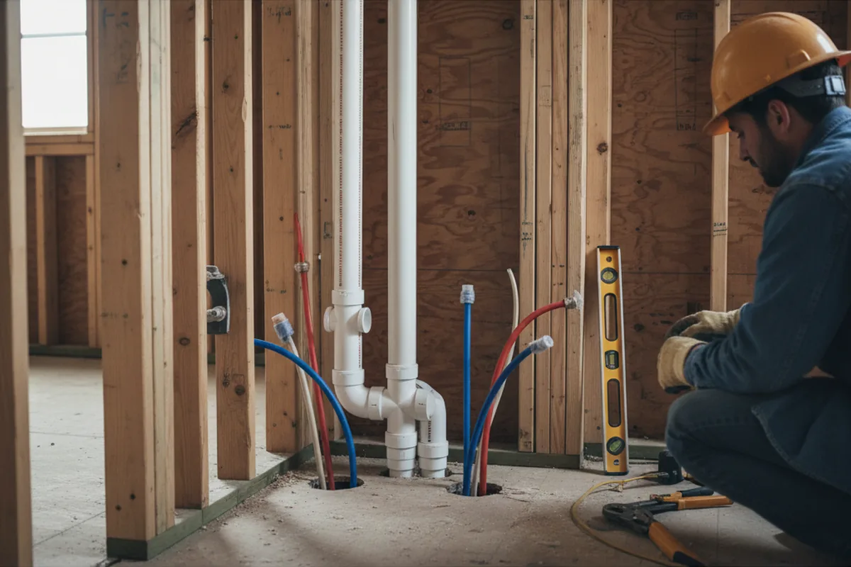 Drain and supply rough-in during Sump Pump Repair in Independence